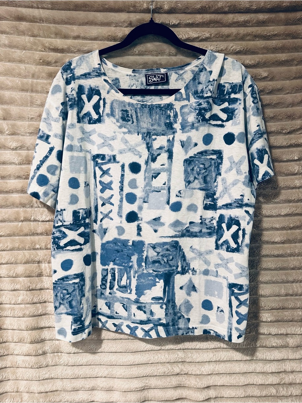 SWAT Abstract Blue & White Short Sleeve Top